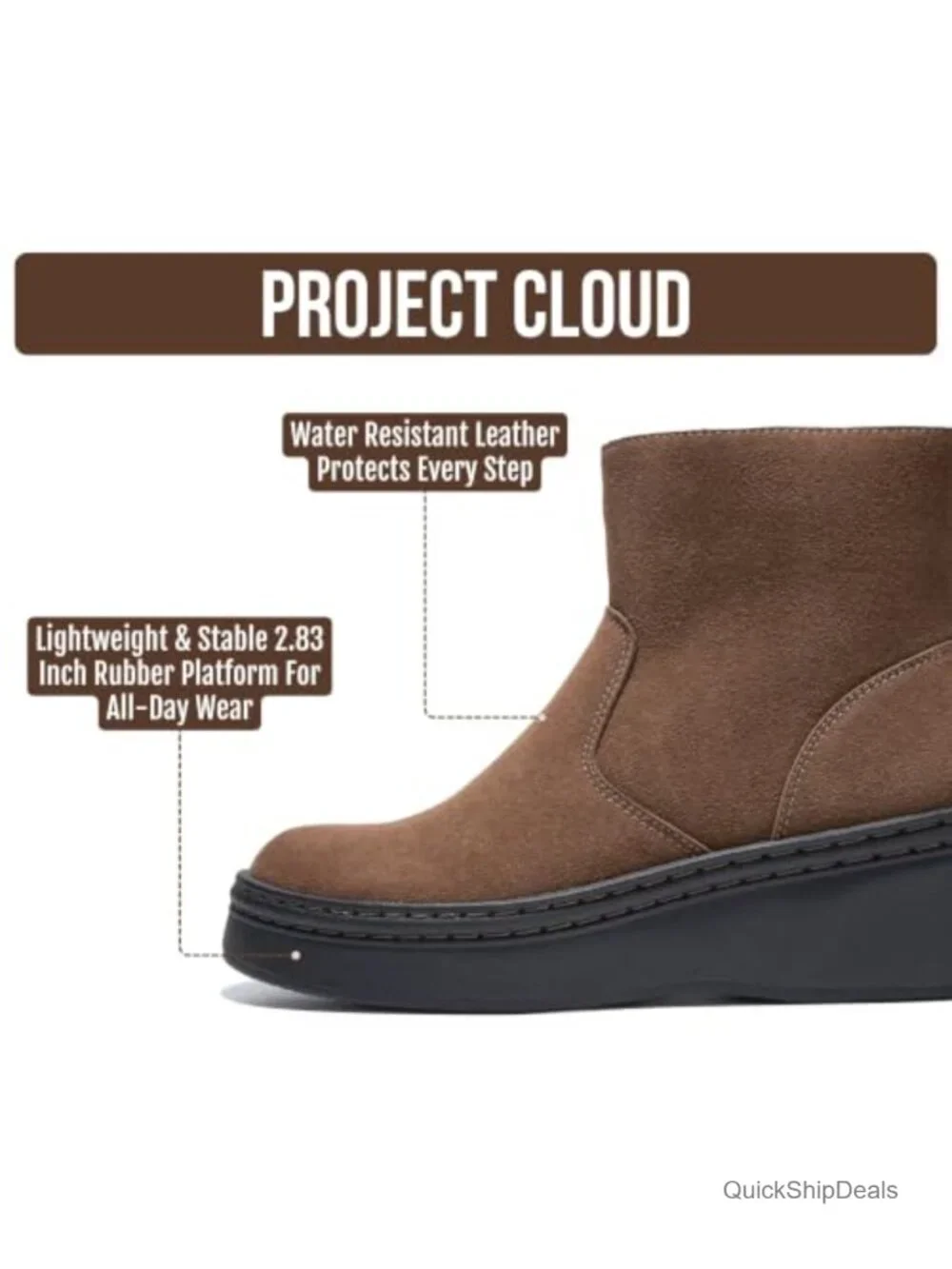 Genuine Leather Platform Ankle Boots for Women Chunky Combat Booties